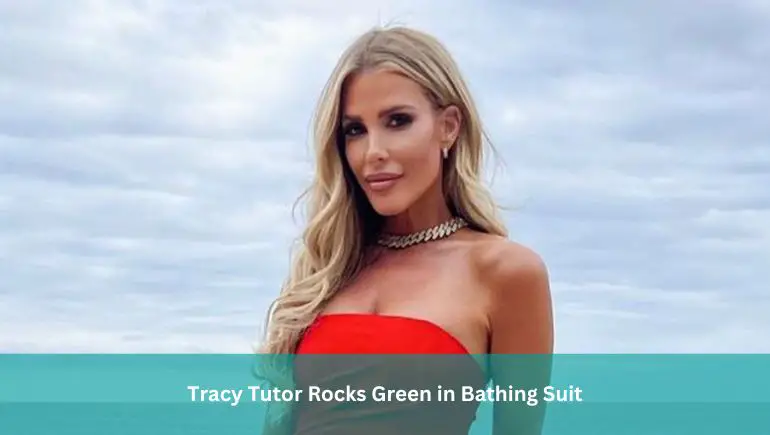 Tracy Tutor Rocks Green in Bathing Suit